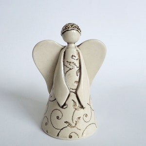 Ceramic Figure, Ceramic Angel, Ceramic Bell, Handbuilding Techniques, Gift, Christmas Angel image 1