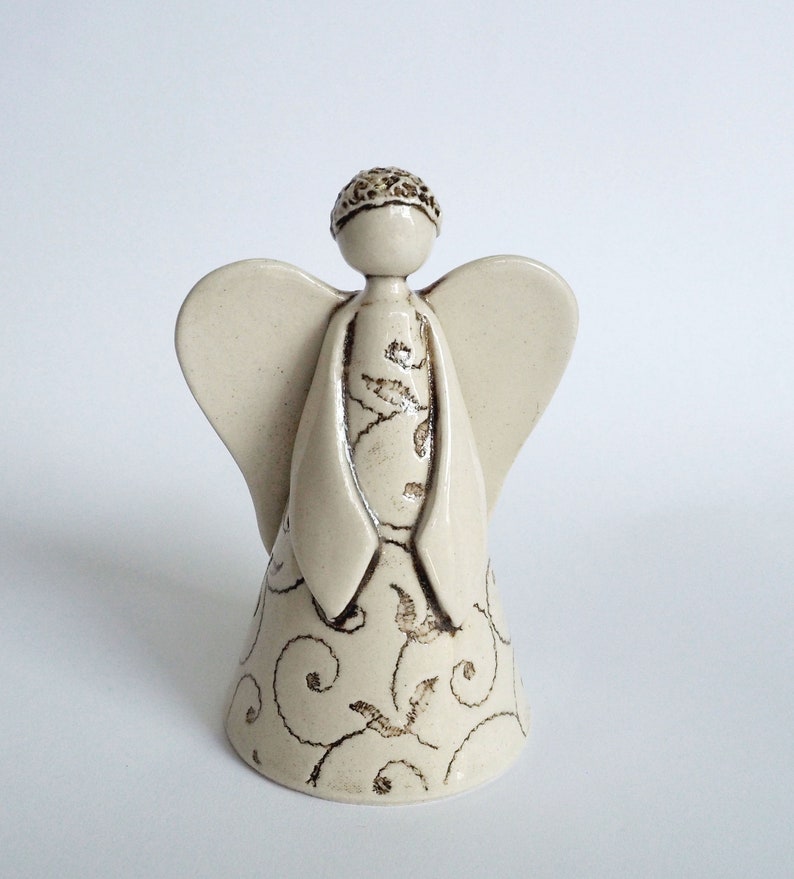 Ceramic Figure, Ceramic Angel, Ceramic Bell, Handbuilding Techniques, Gift, Christmas Angel image 1