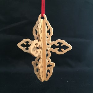 cross ornament, handmade ornament, christmas ornament, handmade, woodworking, christmas, cross, DavesSawdustFactory, gift