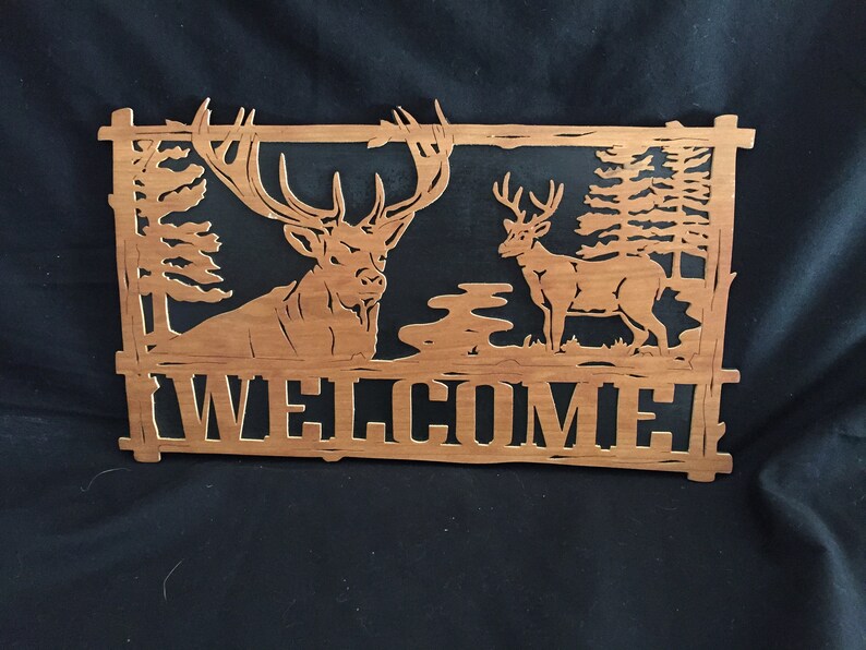 Deer sign scroll saw handmade Etsy