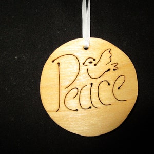 peace ornament, christmas ornament, handmade ornament,  christmas, handmade, woodworking, scrollsaw ornament, DavesSawdustFactory, gift