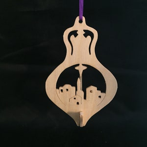 nativity ornament, handmade, scroll saw