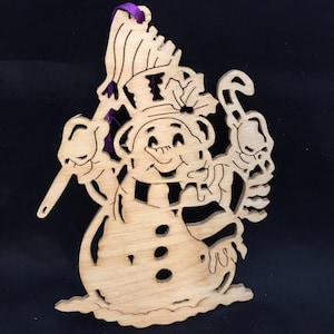 snowman ornament, scroll saw, woodworking