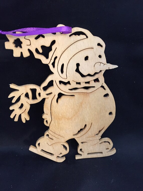 snowman christmas ornament scroll saw woodworking Etsy