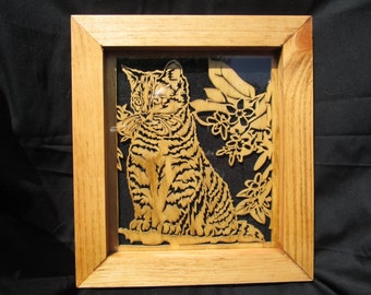 cats, cat lovers, kittens, home decor, woodworking, handmade, scroll saw, art, framed art, gift for cat lover, DavesSawdustFactory