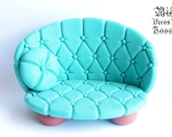 Edible 3D Vintage Leather Sofa with Cushion Cake Decoration Fondant Topper , Vintage Theme Birthday Party , Sofa Cake Topper