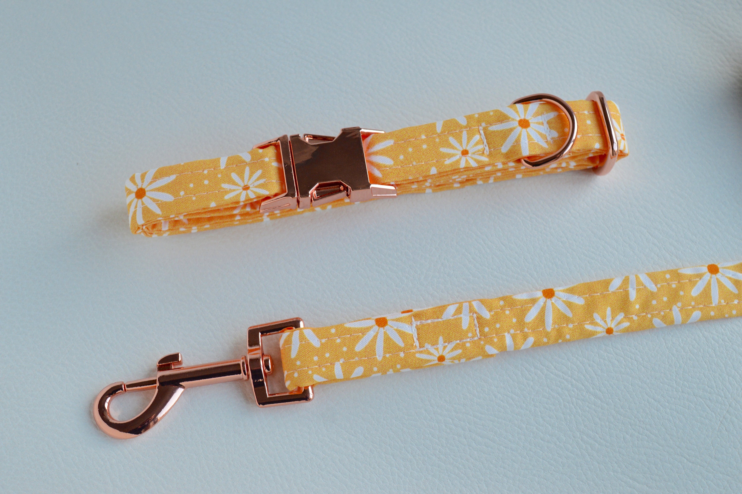 FULL MATCHING SET Yellow Daisy Dog Collar With Matching Lead Etsy