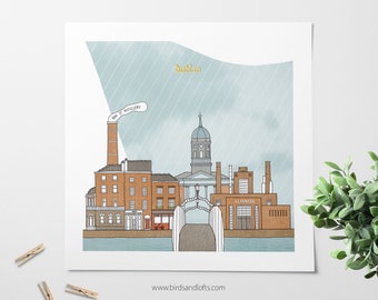 Dublin art print / Illustration / Wall art for travel lovers