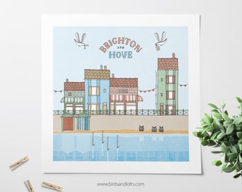 Brighton & Hove art print / Illustration / Wall art for travel lovers