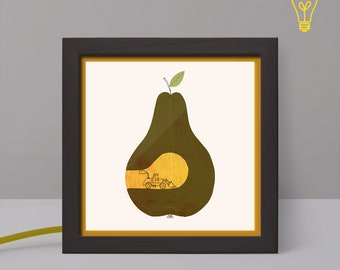 Pear Mine - Small Illustrated Light Box for Kids - Night Light for Nursery Room - Usb cable