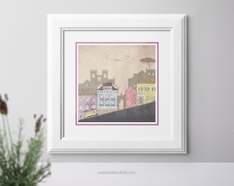 Lisbon art print / Illustration / Wall art for travel lovers