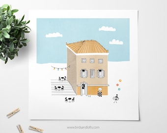 One day in Plaka / Art print / Illustration / Wall art