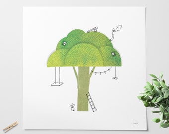 Broccoli art print for kids' room / Illustration for children / Watercolors / Wall art for kids / Food illustration