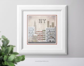 New York art print / Illustration / Wall art for travel lovers