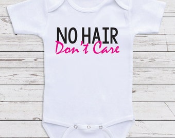 Funny One Piece Baby Clothes "No Hair Don't Care" Long or Short Sleeve Shirts For Babies C71