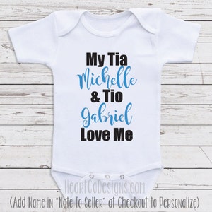 Tia Tio Baby Clothes "My Tia and Tio Love Me" Personalized Baby One Piece for Boys or Girls, Unisex Baby Clothes, Newborn Baby Clothes  D57