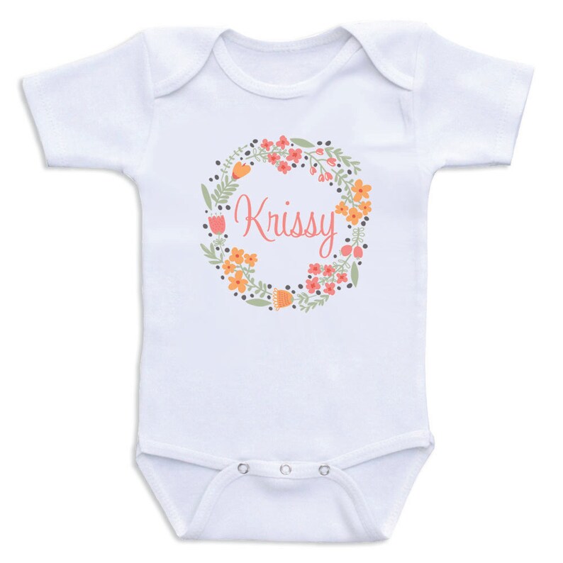 Personalized Floral Baby Clothes name Custom Baby Etsy