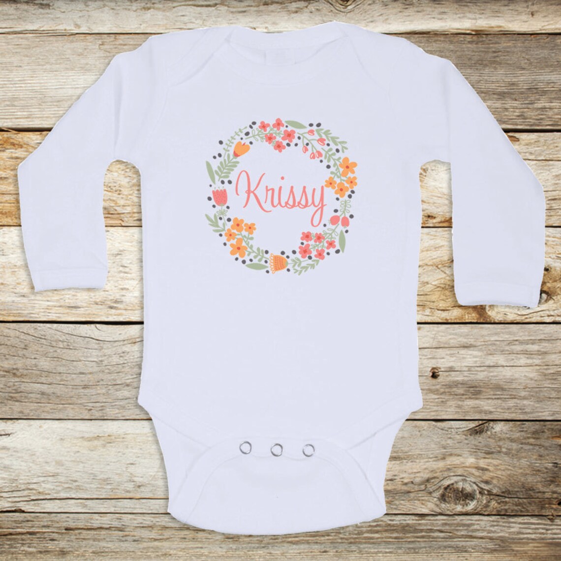 Personalized Floral Baby Clothes name Custom Baby Etsy