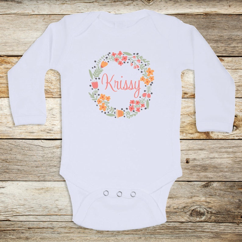 Personalized Floral Baby Clothes name Custom Baby Etsy