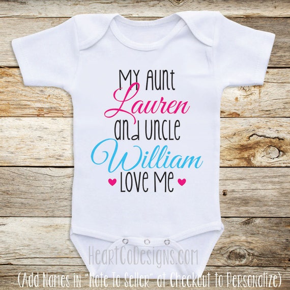 Aunt and uncle store gifts from baby