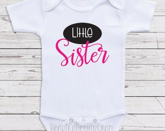 Baby Girl Clothes "Little Sister" Cute Baby Girl One Piece Shirt, Newborn Clothing Baby Clothes M102