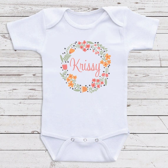 Personalized Floral Baby Clothes name Custom Baby Etsy