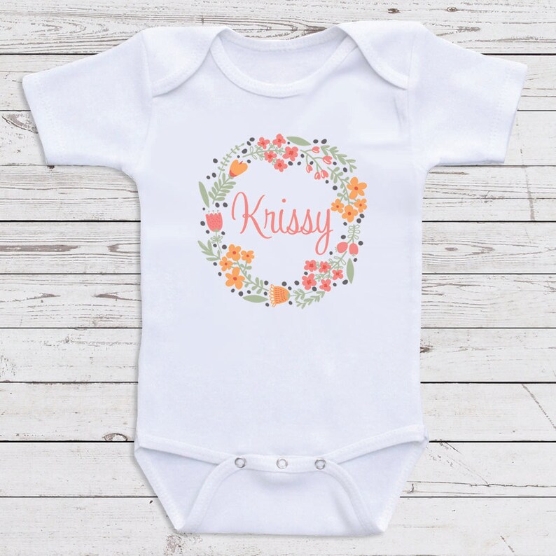Personalized Floral Baby Clothes name Custom Baby Etsy