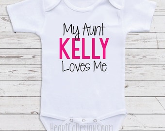 Personalisierte Baby-Kleidung, "Meine Tante liebt mich" ein Stück Baby Shirts für Jungen oder Mädchen-Baby-Dusche-Geschenke, Baby-Kleidung D39