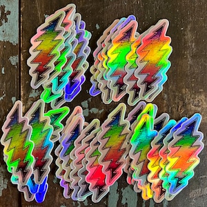 Rainbow Full of Sound HOLOGRAPHIC 13-Point Bolt Sticker