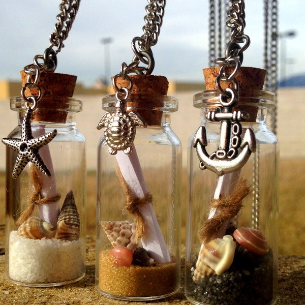 Message in a Bottle Necklace, Beach in a Bottle, Romantic Gifts, Bridesmaid Gifts, Custom Gift, Gifts for Her