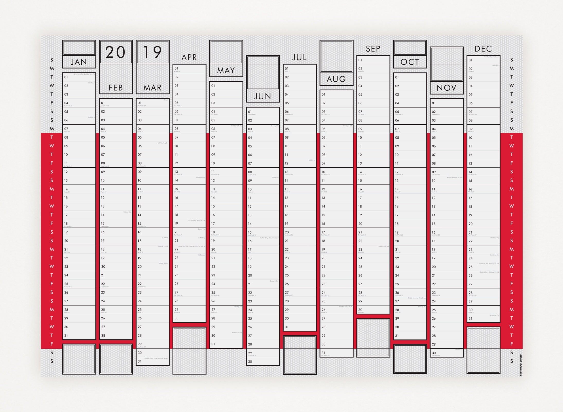 Colour Wall Planner A1 Or Non Laminated A1 Blank Planner Portrait Format Wall Planners