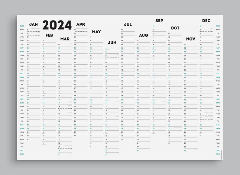 2024 Wall Planner WHITE OUT White Black Landscape Etsy UK