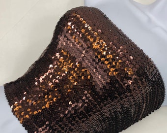 Coffee Brown Sequin Strapless Tube Top