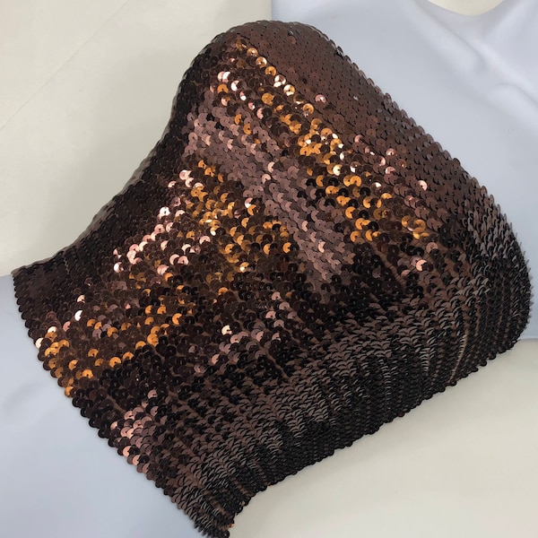 Coffee Brown Sequin Strapless Tube Top