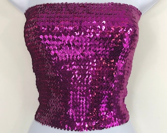 Fuchsia Sequined Tube Top