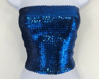 Royal Blue Sequin Strapless Tube Top