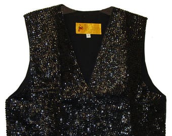 Black Sequin Vest #48