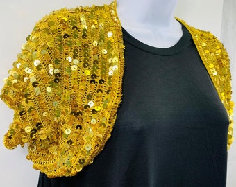 Gold Sequin Shrug Cropped Sequin Bolero Vintage Knitted Top - Etsy