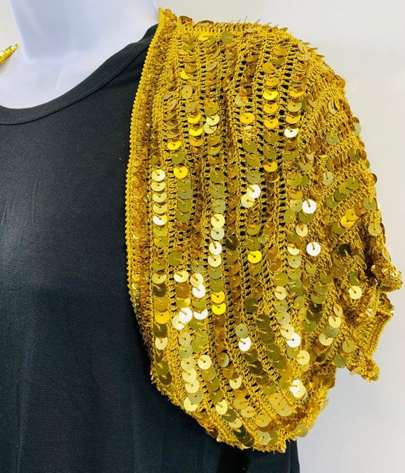 Gold Sequin Shrug - Cropped Sequin Bolero - Vinta… - image 4