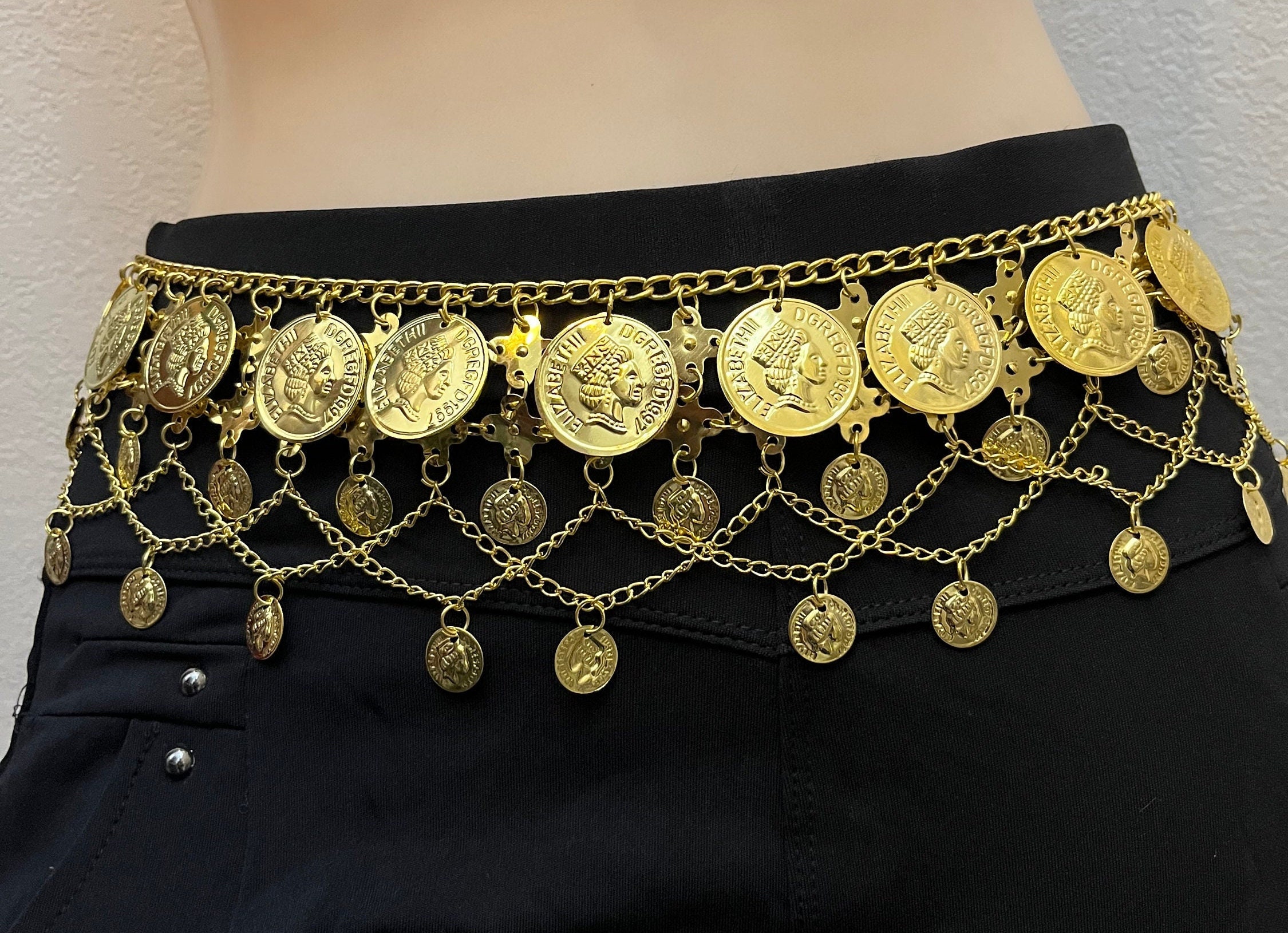Gold Tribal Coin Belt Belly Dance Coin Belt With Coin Fringe Queen  Elizabeth II Coins -  Canada