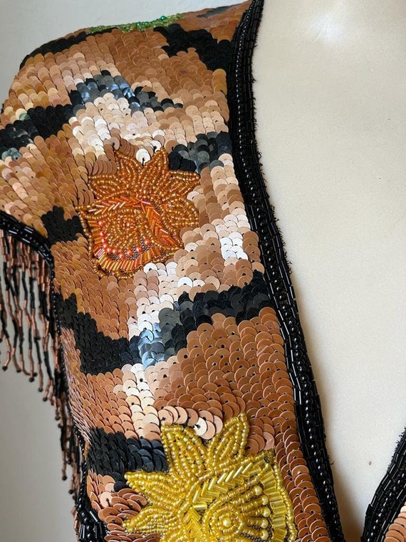 Sequin Shoulder Wrap Shawl - Elegant Vintage Sequ… - image 6
