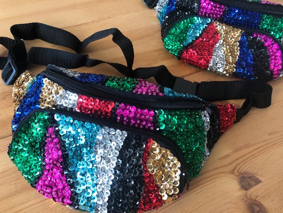Abstract Rainbow Sequin Fanny Pack - Gem