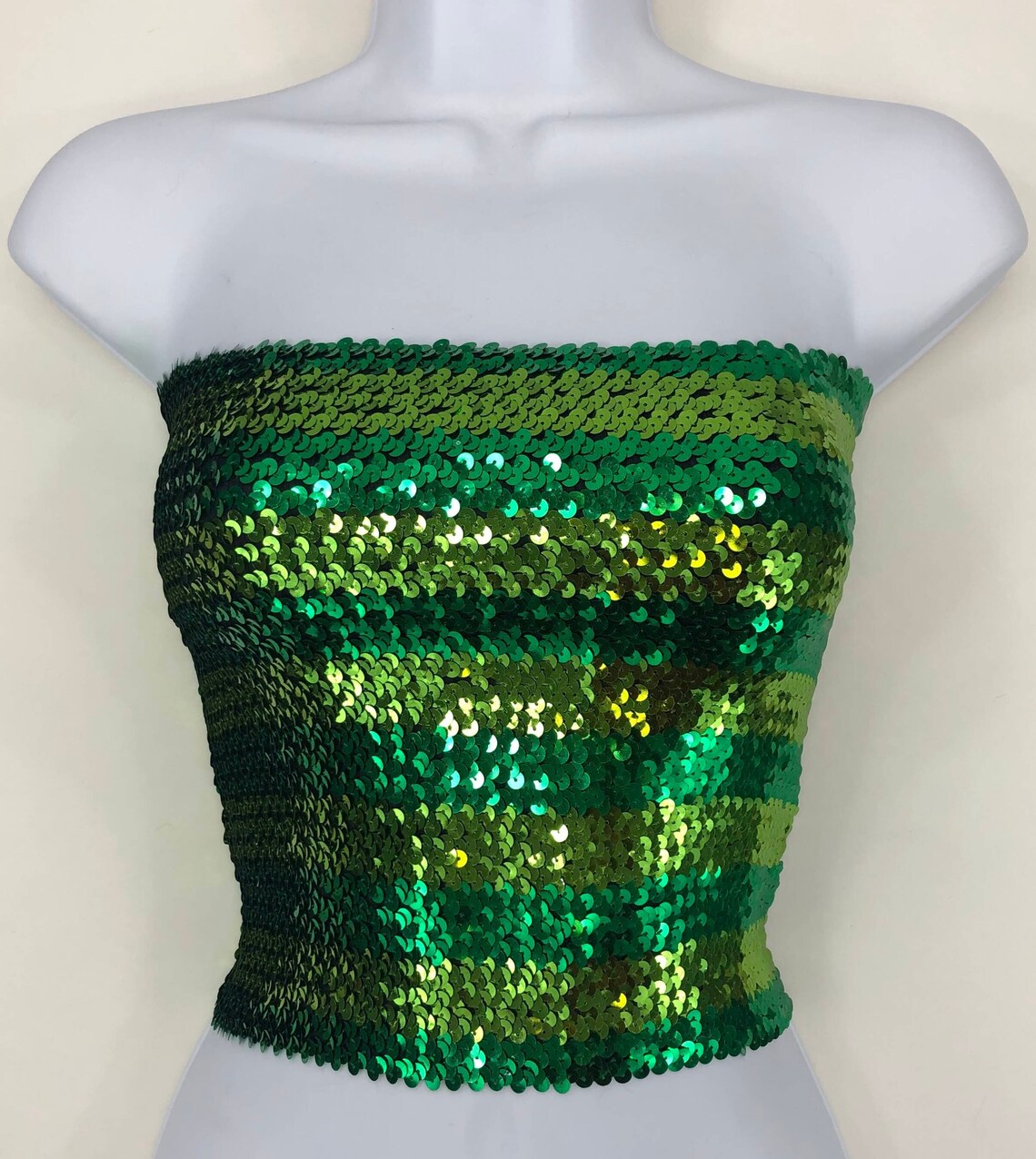 Lime Green and Green Striped Sequin Strapless Tube Top Etsy