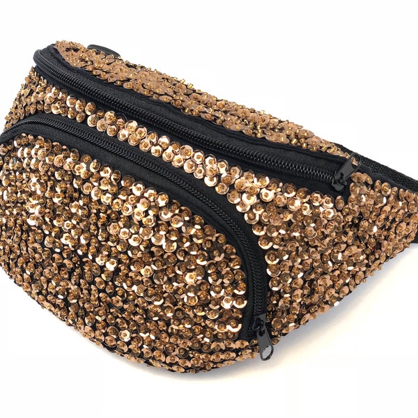 Cuivre Brun / Or Sequin Fanny Pack