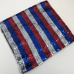 Red, Silver, and Blue Striped Sequin Tube Top image 5