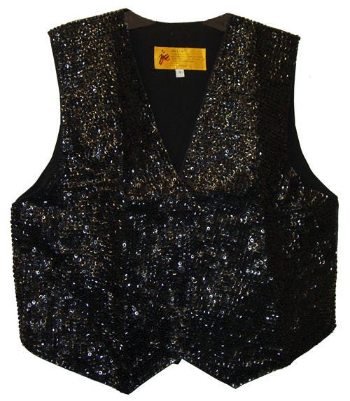 Black Sequin Vest 48 - Etsy