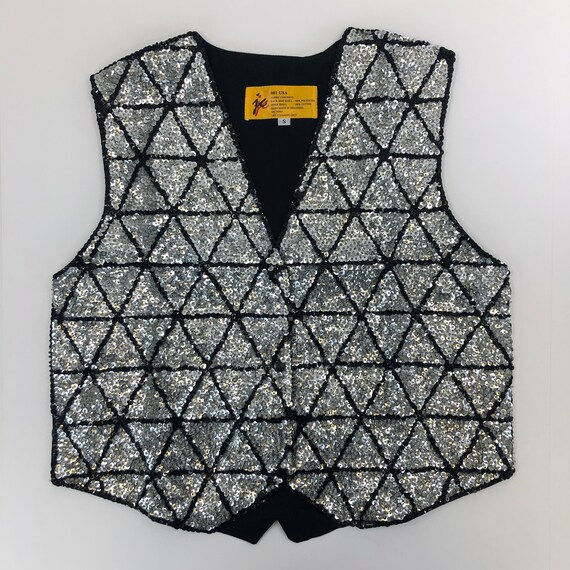 Silver Triangle Sequin Vest - image 2