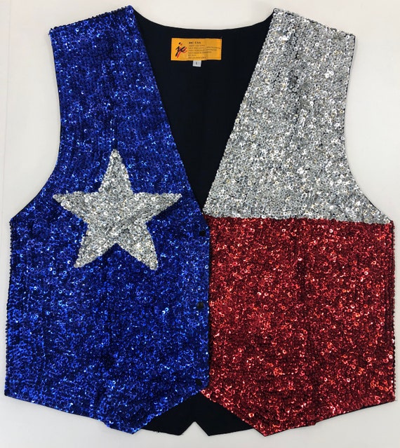 Lone Star Texas Flag Red, Silver, and Blue Sequin 