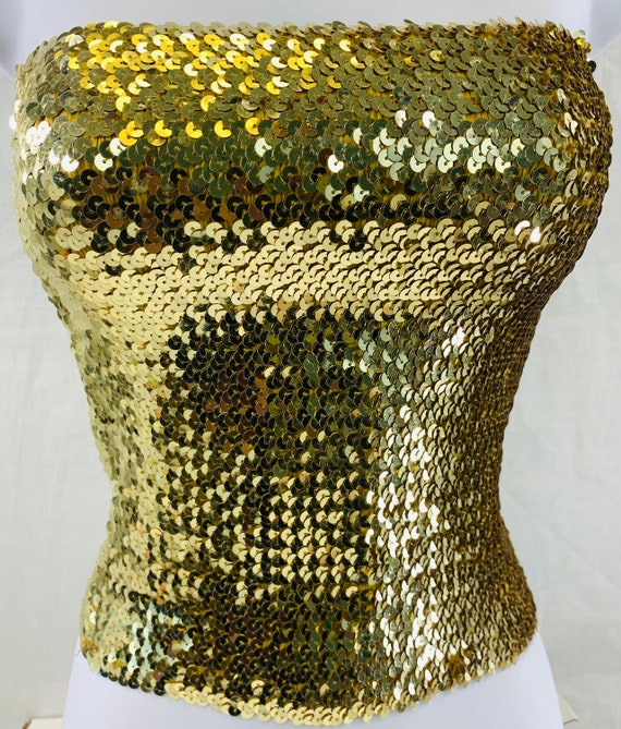 Gold Sequin Tube Top - image 1