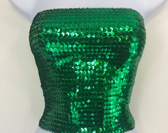 Top tomara que caia verde com lantejoulas